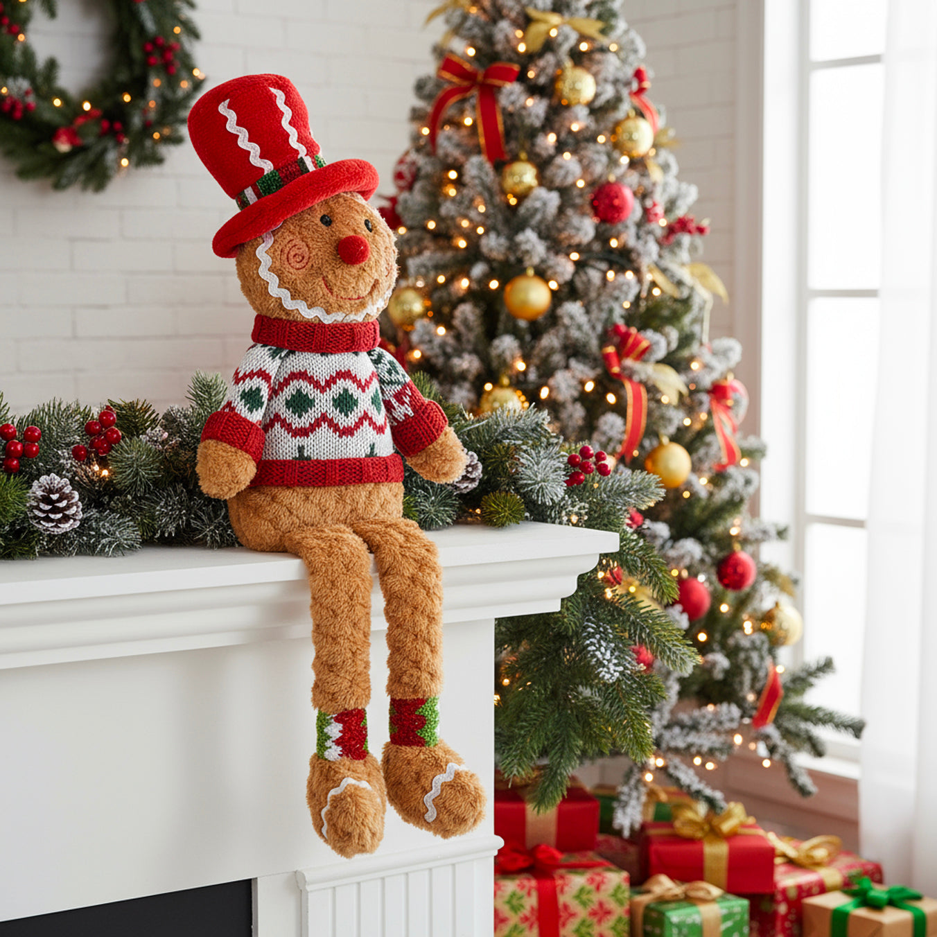 VESTIAMO CASA GRAN NATALE - Personaggio Natalizio Pan di Zenzero Seduto h36 cm